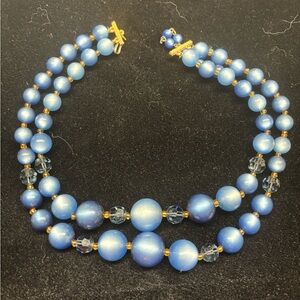 Elegant Vintage Blue Moonglow Beaded Necklace